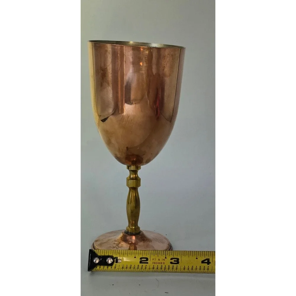 Vintage Orfe Mex Mexican Copper Brass Wine Water Pitcher & 6 Goblets RARE Unique